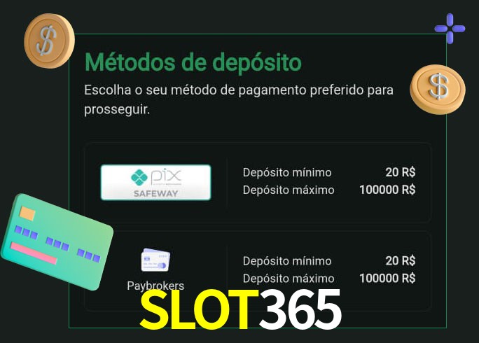 O cassino SLOT365 oferece uma grande variedade de métodos de pagamento
